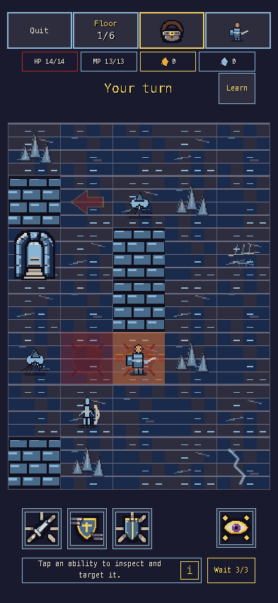 The Warden faces enemies and ice hazards in Grimstep’s Frozen Depths