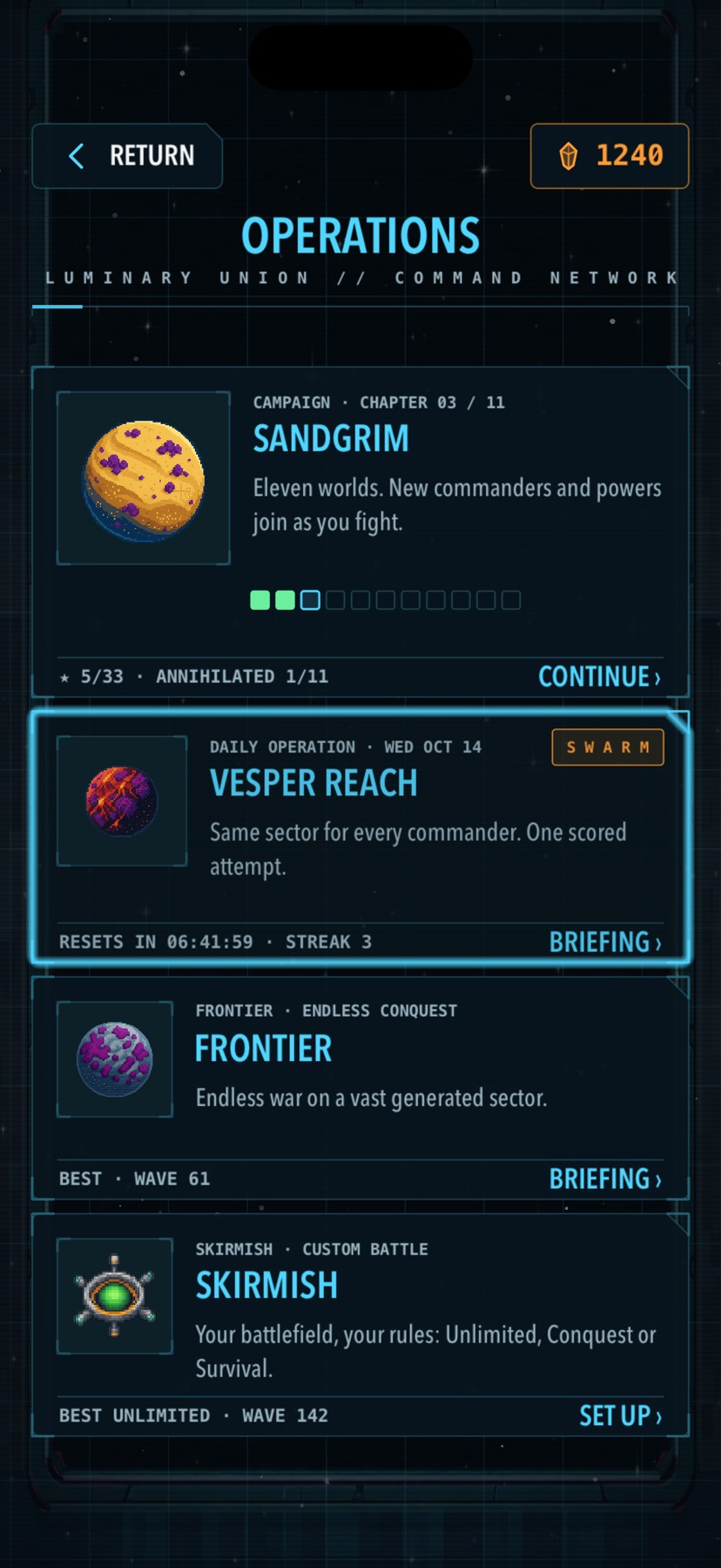 Four operations — SimpleTD 2.0 pre-release screenshot